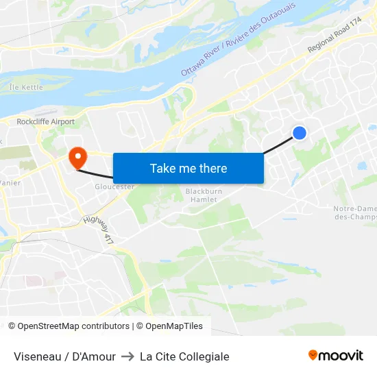 Viseneau / D'Amour to La Cite Collegiale map