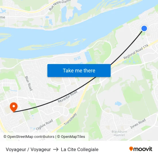 Voyageur / Voyageur to La Cite Collegiale map