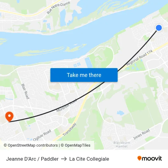 Jeanne D'Arc / Paddler to La Cite Collegiale map