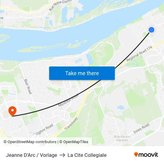 Jeanne D'Arc / Vorlage to La Cite Collegiale map
