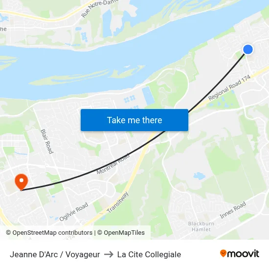 Jeanne D'Arc / Voyageur to La Cite Collegiale map