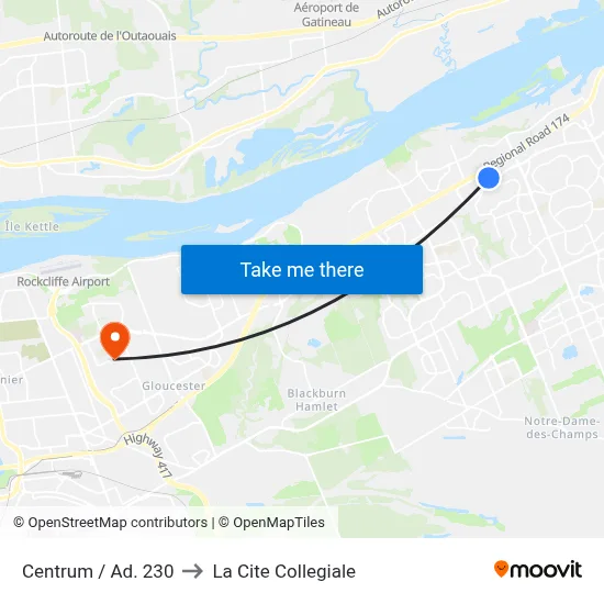 Centrum / Ad. 230 to La Cite Collegiale map