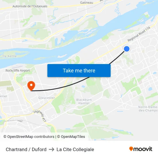Chartrand / Duford to La Cite Collegiale map