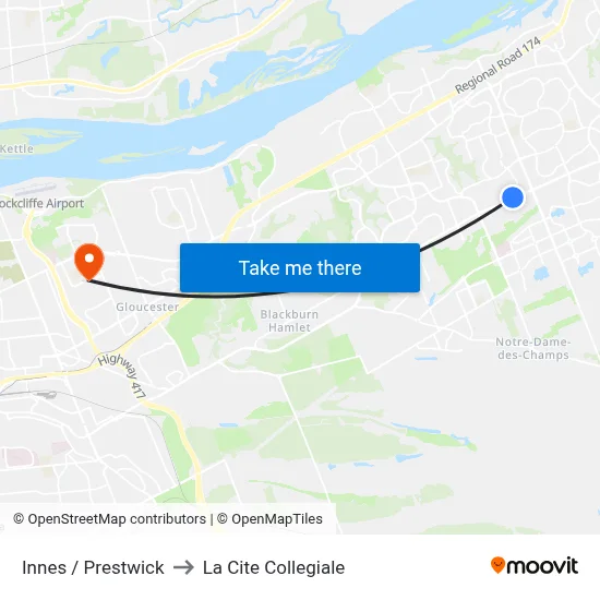 Innes / Prestwick to La Cite Collegiale map