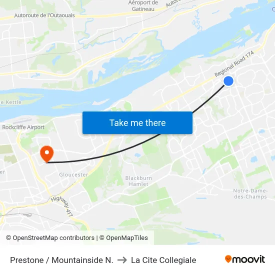 Prestone / Mountainside N. to La Cite Collegiale map