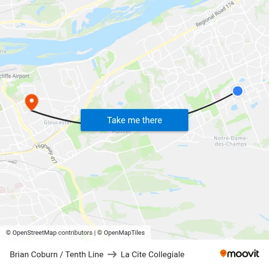 Brian Coburn / Tenth Line to La Cite Collegiale map
