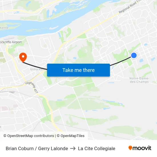 Brian Coburn / Gerry Lalonde to La Cite Collegiale map
