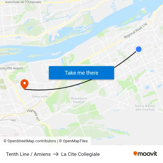 Tenth Line / Amiens to La Cite Collegiale map
