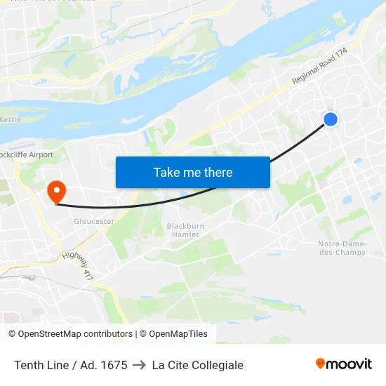 Tenth Line / Ad. 1675 to La Cite Collegiale map