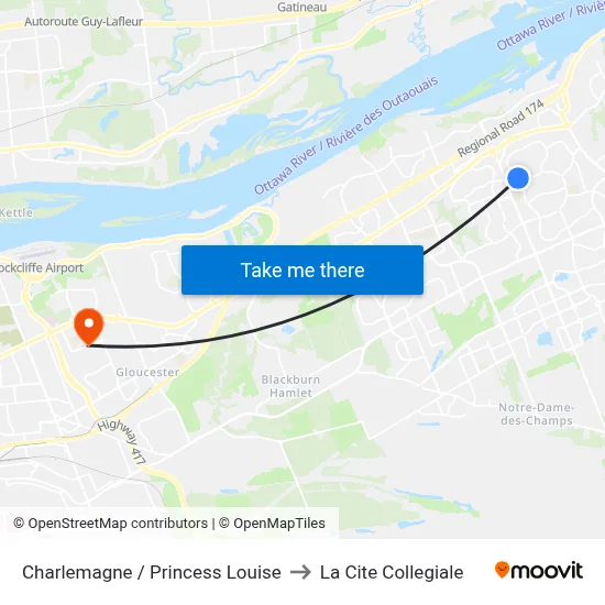 Charlemagne / Princess Louise to La Cite Collegiale map