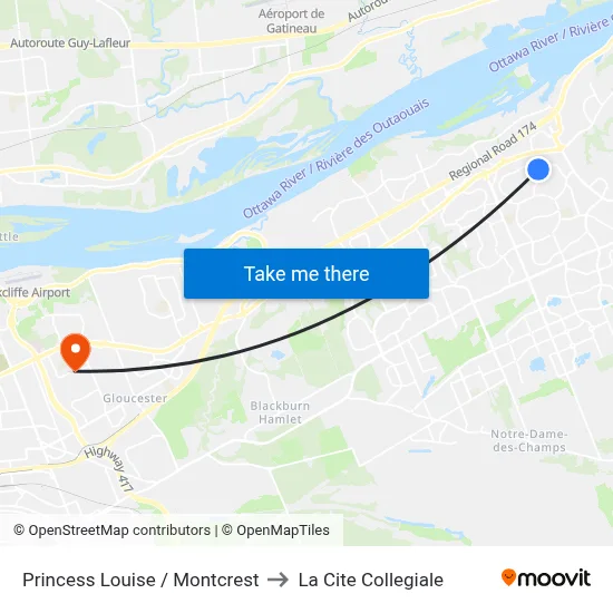 Princess Louise / Montcrest to La Cite Collegiale map