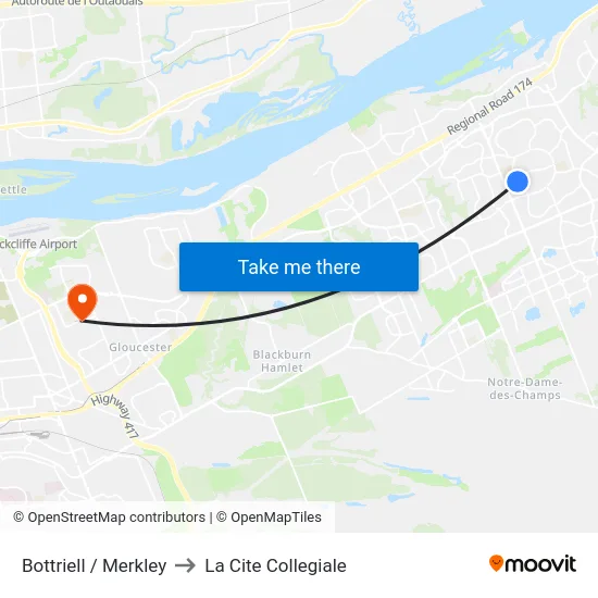 Bottriell / Merkley to La Cite Collegiale map