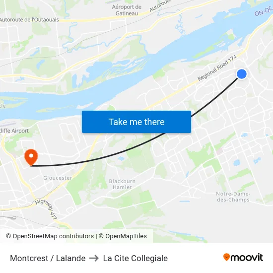Montcrest / Lalande to La Cite Collegiale map