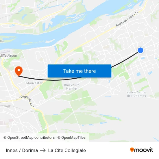 Innes / Dorima to La Cite Collegiale map
