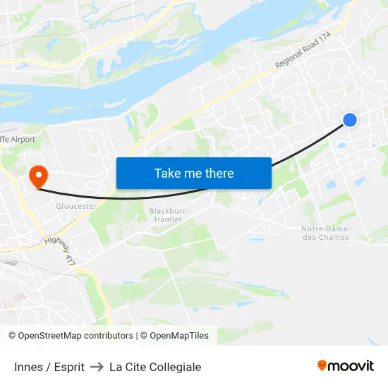 Innes / Esprit to La Cite Collegiale map