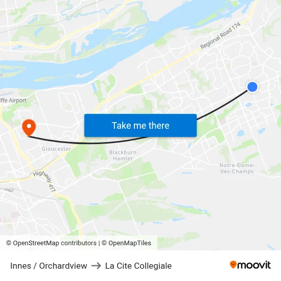 Innes / Orchardview to La Cite Collegiale map