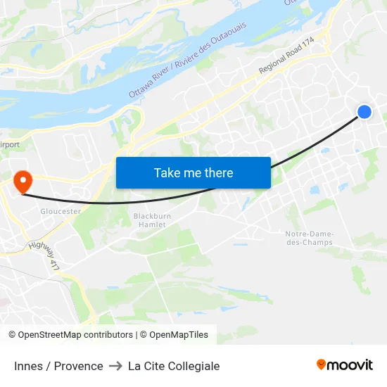 Innes / Provence to La Cite Collegiale map