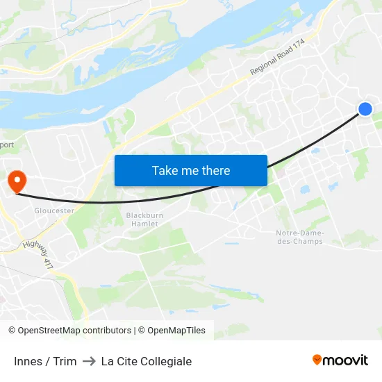 Innes / Trim to La Cite Collegiale map
