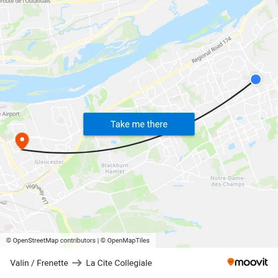 Valin / Frenette to La Cite Collegiale map