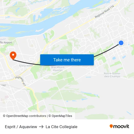 Esprit / Aquaview to La Cite Collegiale map