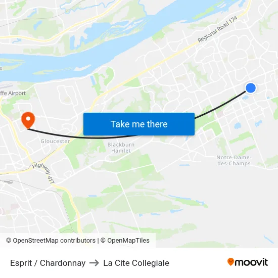 Esprit / Chardonnay to La Cite Collegiale map