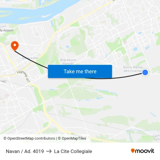 Navan / Ad. 4019 to La Cite Collegiale map