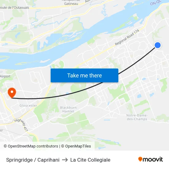 Springridge / Caprihani to La Cite Collegiale map