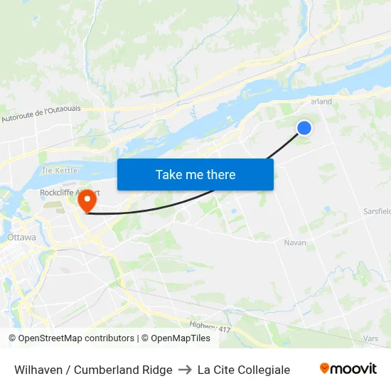 Wilhaven / Cumberland Ridge to La Cite Collegiale map
