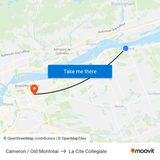 Cameron / Old Montréal to La Cite Collegiale map