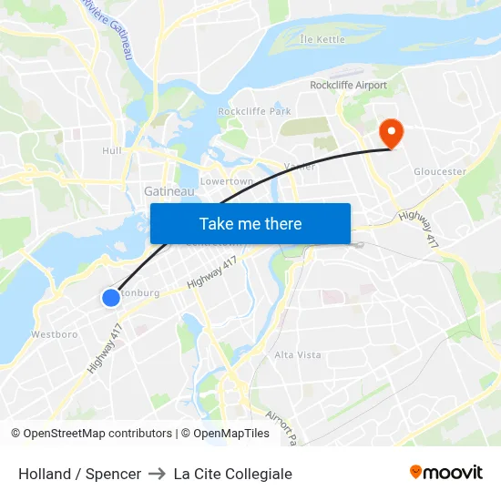 Holland / Spencer to La Cite Collegiale map