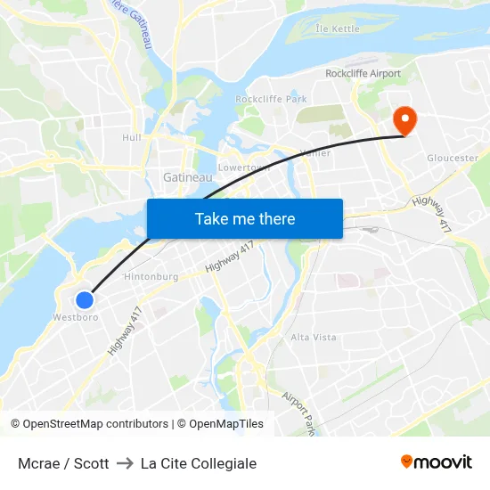 Mcrae / Scott to La Cite Collegiale map
