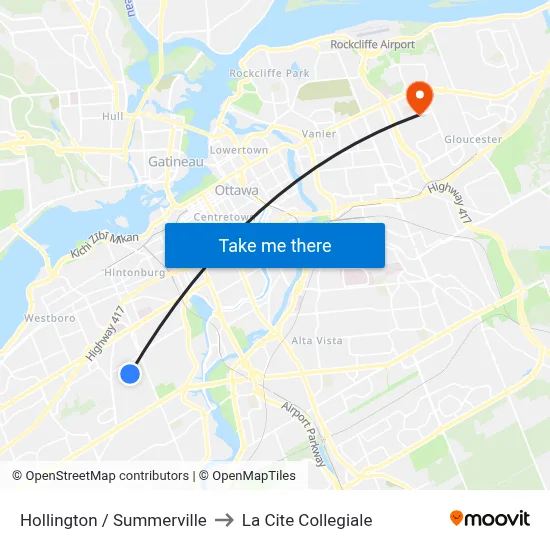 Hollington / Summerville to La Cite Collegiale map