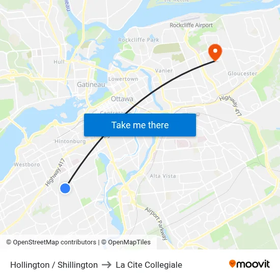 Hollington / Shillington to La Cite Collegiale map