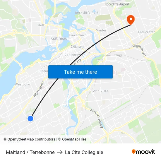 Maitland / Terrebonne to La Cite Collegiale map