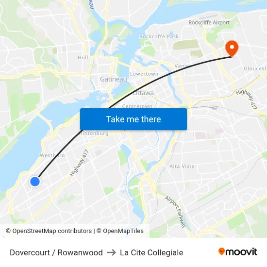 Dovercourt / Rowanwood to La Cite Collegiale map