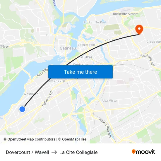 Dovercourt / Wavell to La Cite Collegiale map
