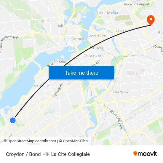 Croydon / Bond to La Cite Collegiale map