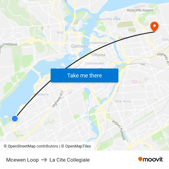 Mcewen Loop to La Cite Collegiale map