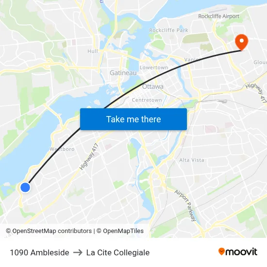 1090 Ambleside to La Cite Collegiale map