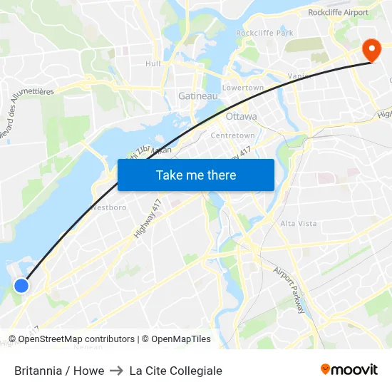 Britannia / Howe to La Cite Collegiale map