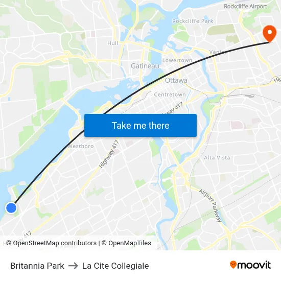 Britannia Park to La Cite Collegiale map