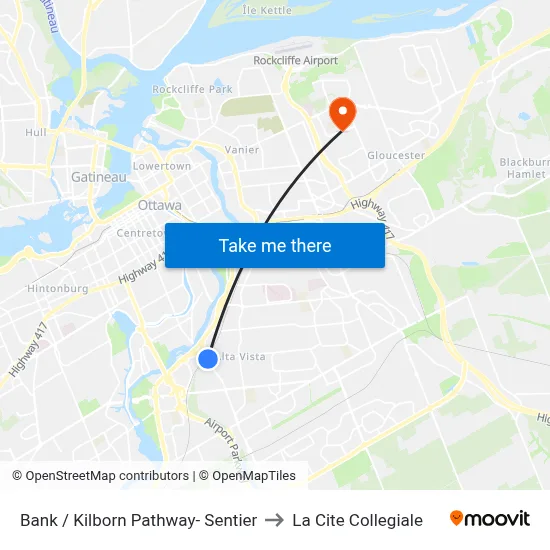 Bank / Kilborn Pathway- Sentier to La Cite Collegiale map
