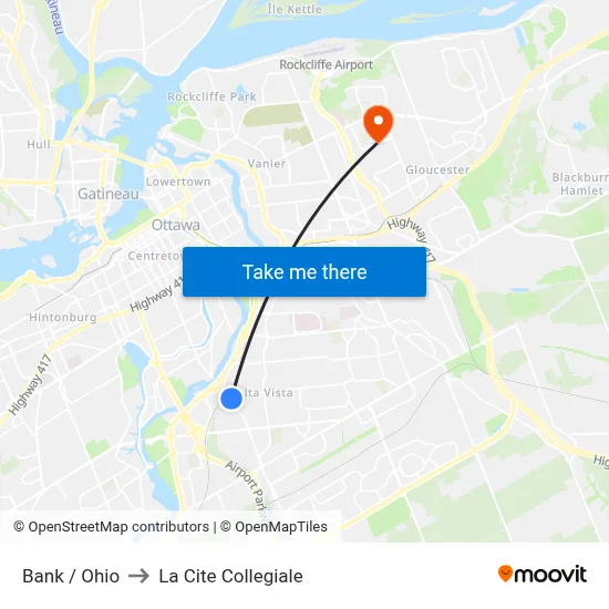 Bank / Ohio to La Cite Collegiale map