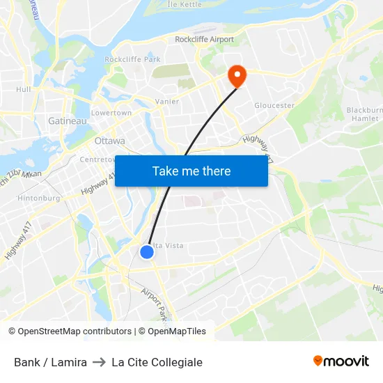 Bank / Lamira to La Cite Collegiale map