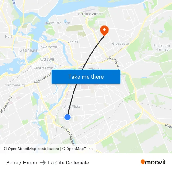 Bank / Heron to La Cite Collegiale map