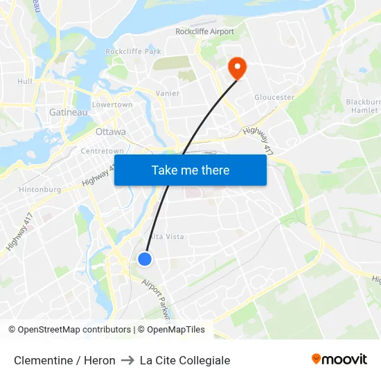 Clementine / Heron to La Cite Collegiale map