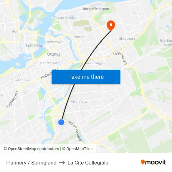Flannery / Springland to La Cite Collegiale map
