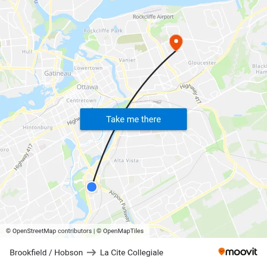 Brookfield / Hobson to La Cite Collegiale map