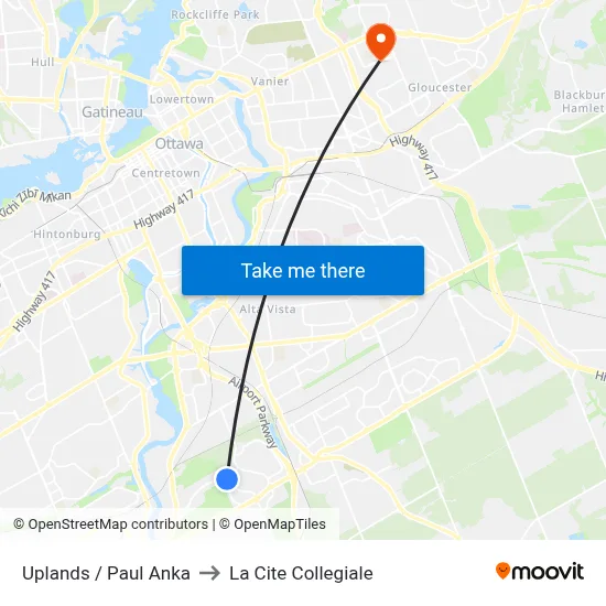 Uplands / Paul Anka to La Cite Collegiale map