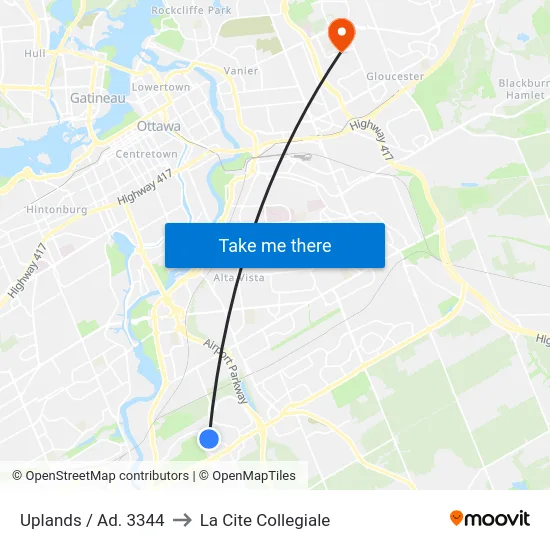 Uplands / Ad. 3344 to La Cite Collegiale map